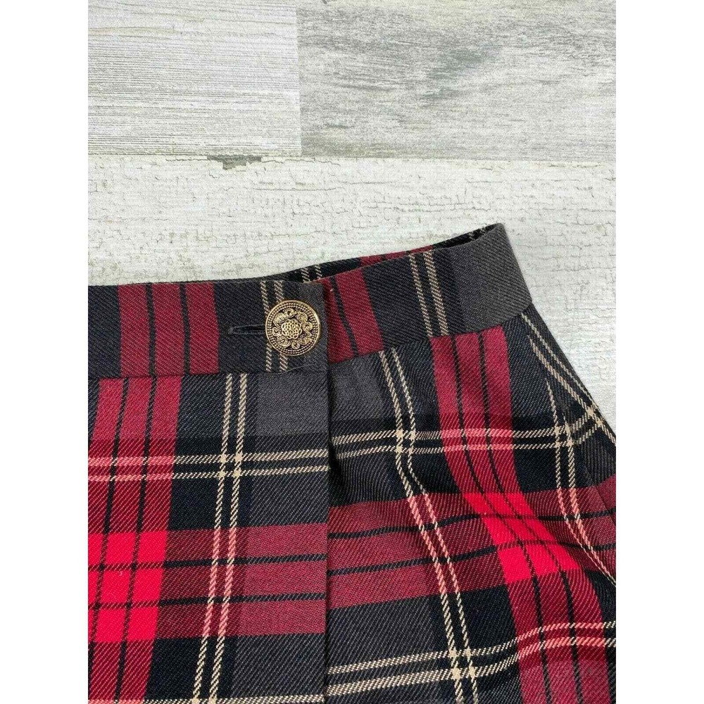 Casual Corner Annex Maxi Wrap Skirt Womens 6 Petite Red Plaid Vintage Holiday - Picture 3 of 12